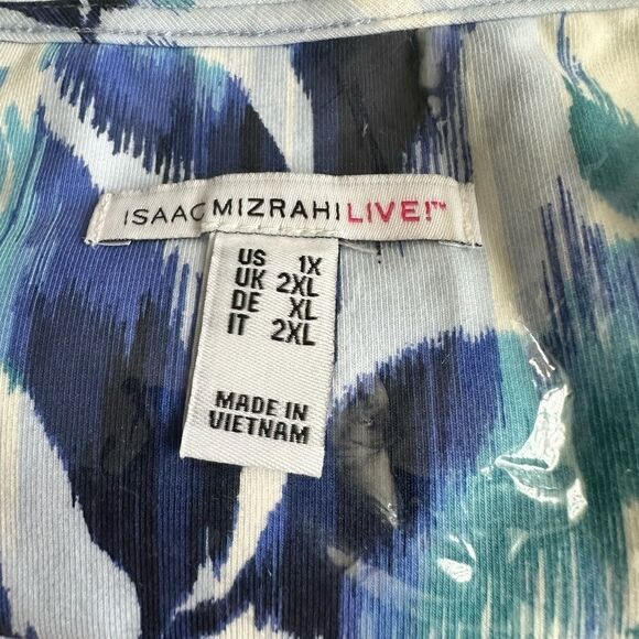NWT Isaac Mizrahi Plus Size Sleevless Blue/Green Print Summer Sundress - Size 1X - Picture 2 of 6